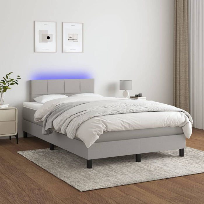 Letto a Molle Materasso e LED Grigio Chiaro 120x200 cm Tessuto cod mxl 57758