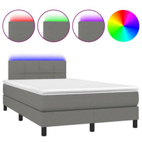 Letto a Molle Materasso e LED Grigio Scuro 120x200cm in Tessuto cod mxl 65253