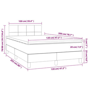 Letto a Molle Materasso e LED Grigio Scuro 120x200cm in Tessuto cod mxl 65253