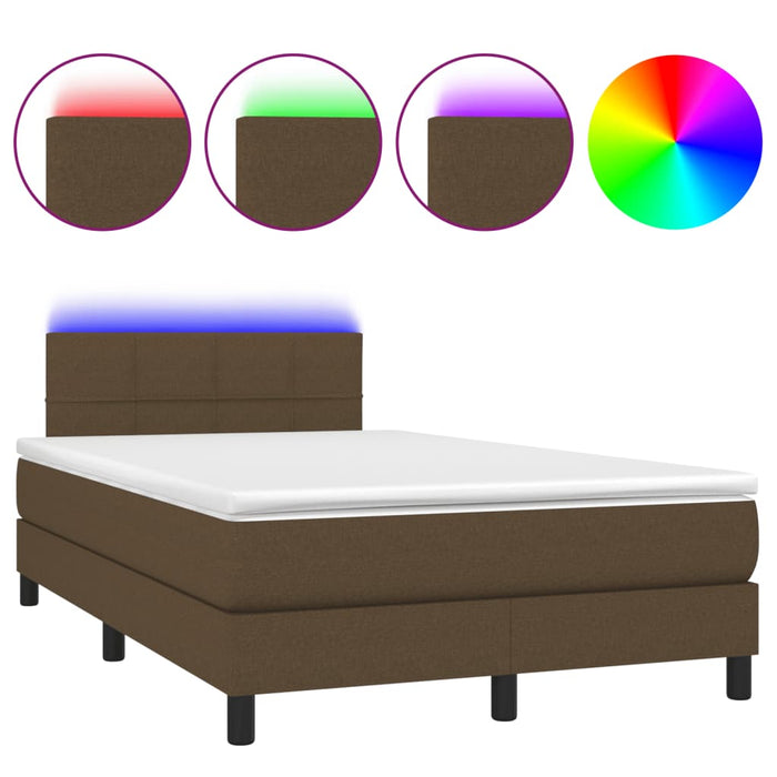 Letto a Molle Materasso e LED Marrone Scuro 120x200 cm Tessuto cod mxl 56205