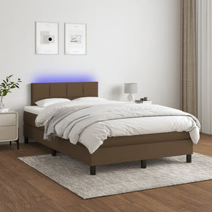 Letto a Molle Materasso e LED Marrone Scuro 120x200 cm Tessuto cod mxl 56205