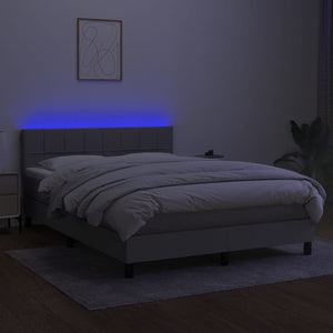 Letto a Molle Materasso e LED Grigio Chiaro 140x190 cm Tessuto 3133149