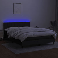 Letto a Molle con Materasso e LED Nero 140x190 cm in Tessuto 3133151