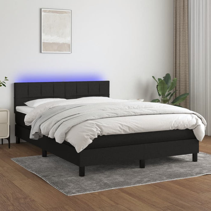 Letto a Molle con Materasso e LED Nero 140x190 cm in Tessuto 3133151