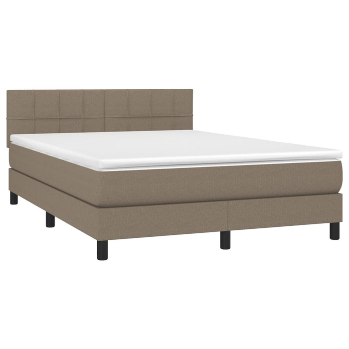 Letto a Molle con Materasso e LED Tortora 140x190 cm in Tessuto 3133153