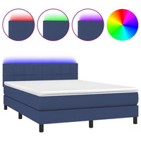 Letto a Molle con Materasso e LED Blu 140x190 cm in Tessuto 3133155