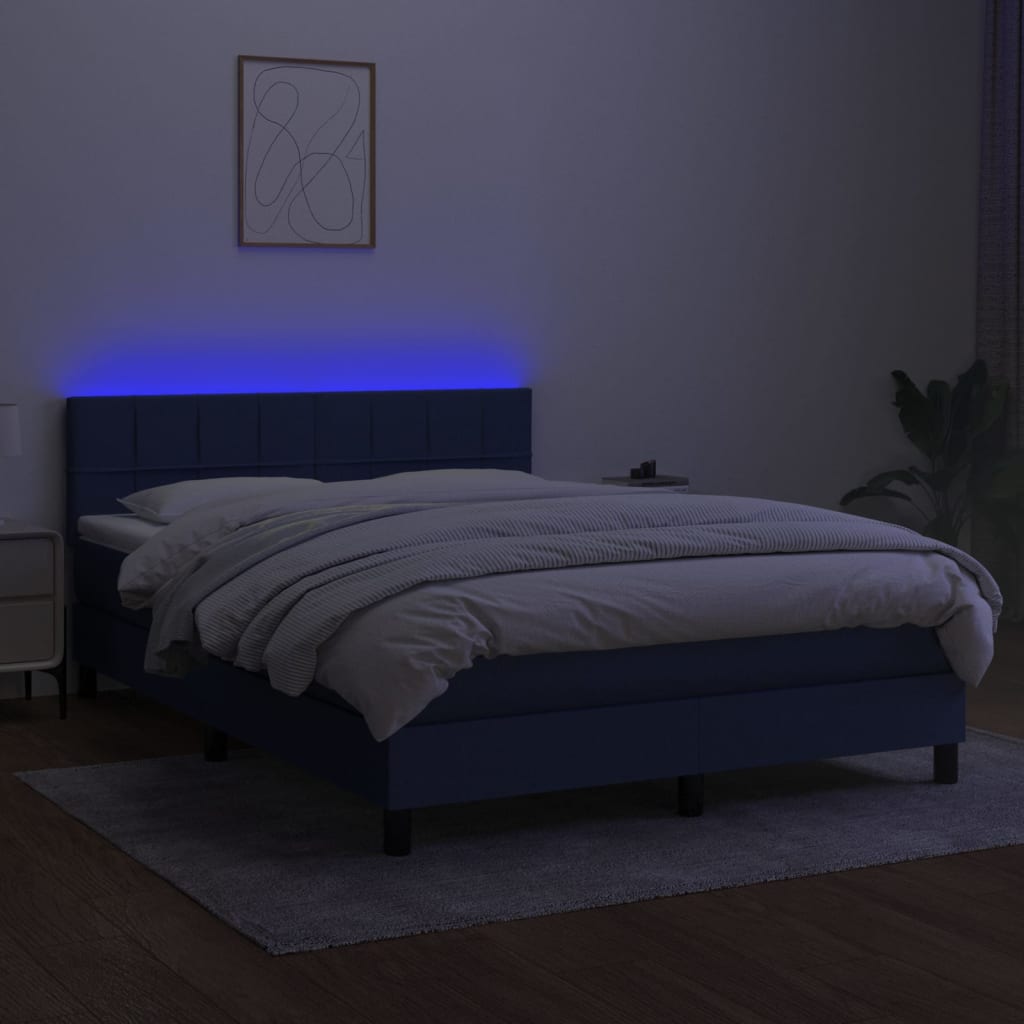 Letto a Molle con Materasso e LED Blu 140x190 cm in Tessuto 3133155