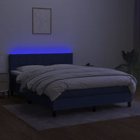 Letto a Molle con Materasso e LED Blu 140x190 cm in Tessuto 3133155