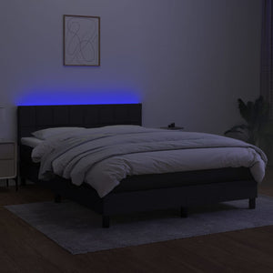 Letto a Molle con Materasso e LED Nero 140x200 cm in Tessuto cod mxl 35719