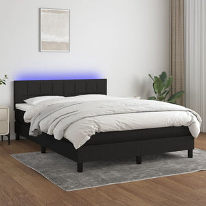 Letto a Molle con Materasso e LED Nero 140x200 cm in Tessuto cod mxl 35719