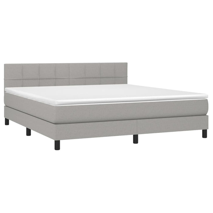 Letto a Molle Materasso e LED Grigio Chiaro 160x200 cm Tessuto cod mxl 45552