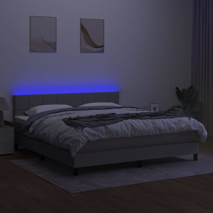 Letto a Molle Materasso e LED Grigio Chiaro 160x200 cm Tessuto cod mxl 45552