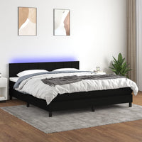 Letto a Molle con Materasso e LED Nero 180x200cm in Tessuto 3133175