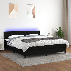 Letto a Molle con Materasso e LED Nero 180x200cm in Tessuto 3133175