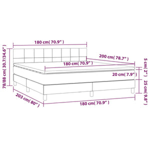 Letto a Molle con Materasso e LED Tortora 180x200 cm in Tessuto 3133177