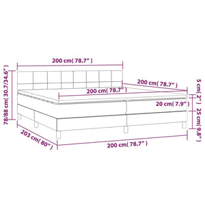 Letto a Molle Materasso e LED MarroneScuro 200x200cm in Tessuto cod mxl 56429