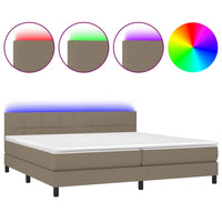 Letto a Molle Materasso e LED tortora 200x200cm in Tessuto 3133185