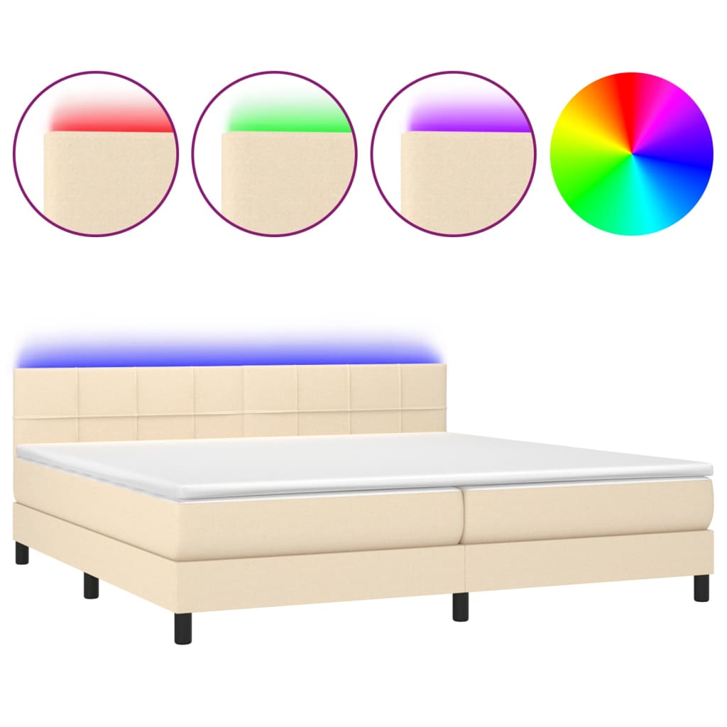 Letto a Molle Materasso e LED bianco 200x200cm in Tessuto 3133186