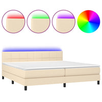 Letto a Molle Materasso e LED bianco 200x200cm in Tessuto 3133186