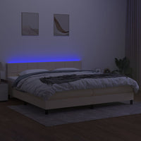 Letto a Molle Materasso e LED bianco 200x200cm in Tessuto 3133186