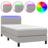 Letto a Molle Materasso e LED Grigio Chiaro 80x200 cm Tessuto cod mxl 64801