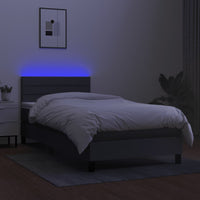 Letto a Molle Materasso e LED Grigio Scuro 80x200 cm in Tessuto cod mxl 37534