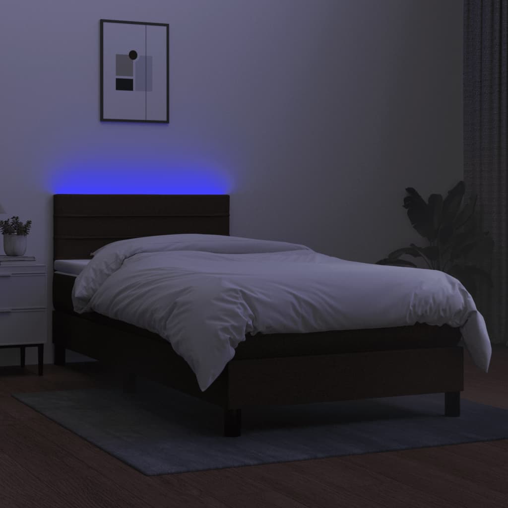 Letto a Molle con Materasso e LED Nero 80x200 cm in Tessuto cod mxl 63036