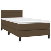 Letto a Molle Materasso e LED Marrone Scuro 80x200cm in Tessuto 3133192