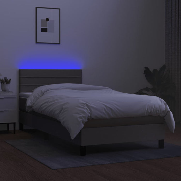 Letto a Molle con Materasso e LED Tortora 80x200 cm in Tessuto cod mxl 62671