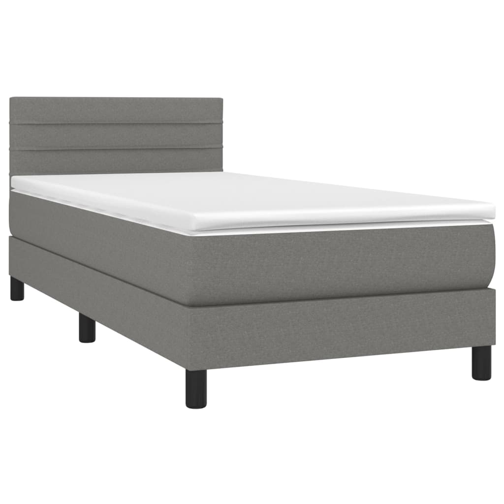 Letto a Molle Materasso e LED Grigio Scuro 90x190 cm in Tessuto 3133198