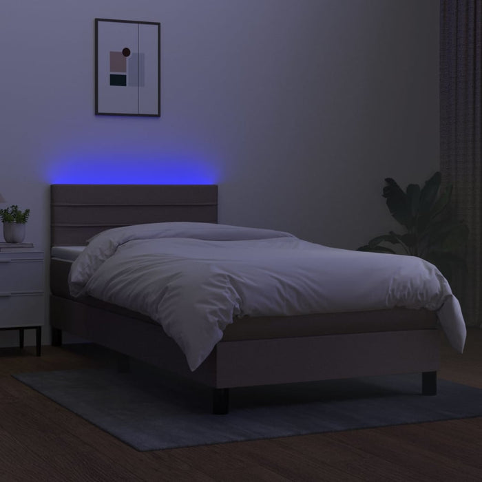 Letto a Molle con Materasso e LED Tortora 90x190 cm in Tessuto cod mxl 34705