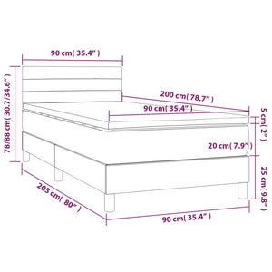 Letto a Molle con Materasso e LED Blu 90x200 cm in Tessuto cod mxl 62986