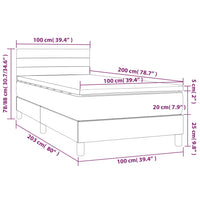 Letto a Molle Materasso e LED Grigio Chiaro 100x200 cm Tessuto 3133213