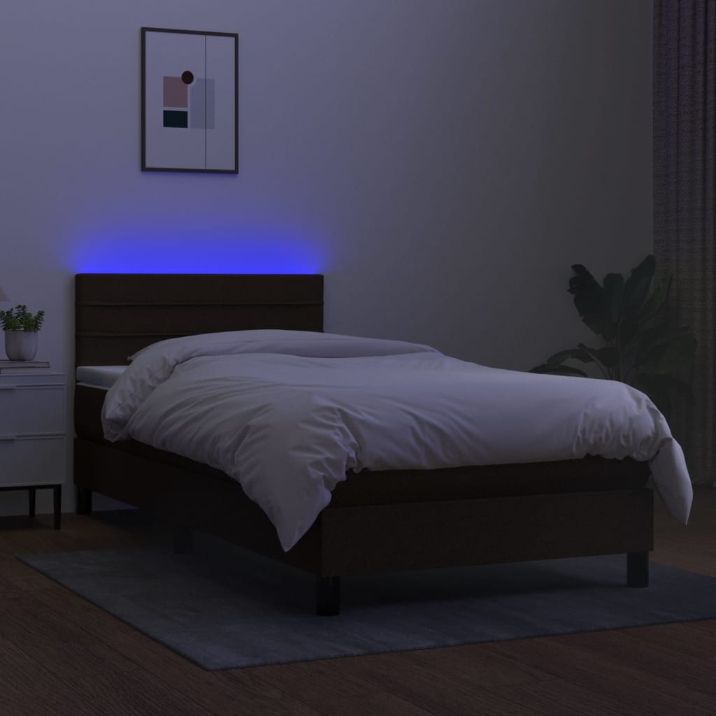 Letto a Molle con Materasso e LED Nero 100x200 cm in Tessuto 3133215