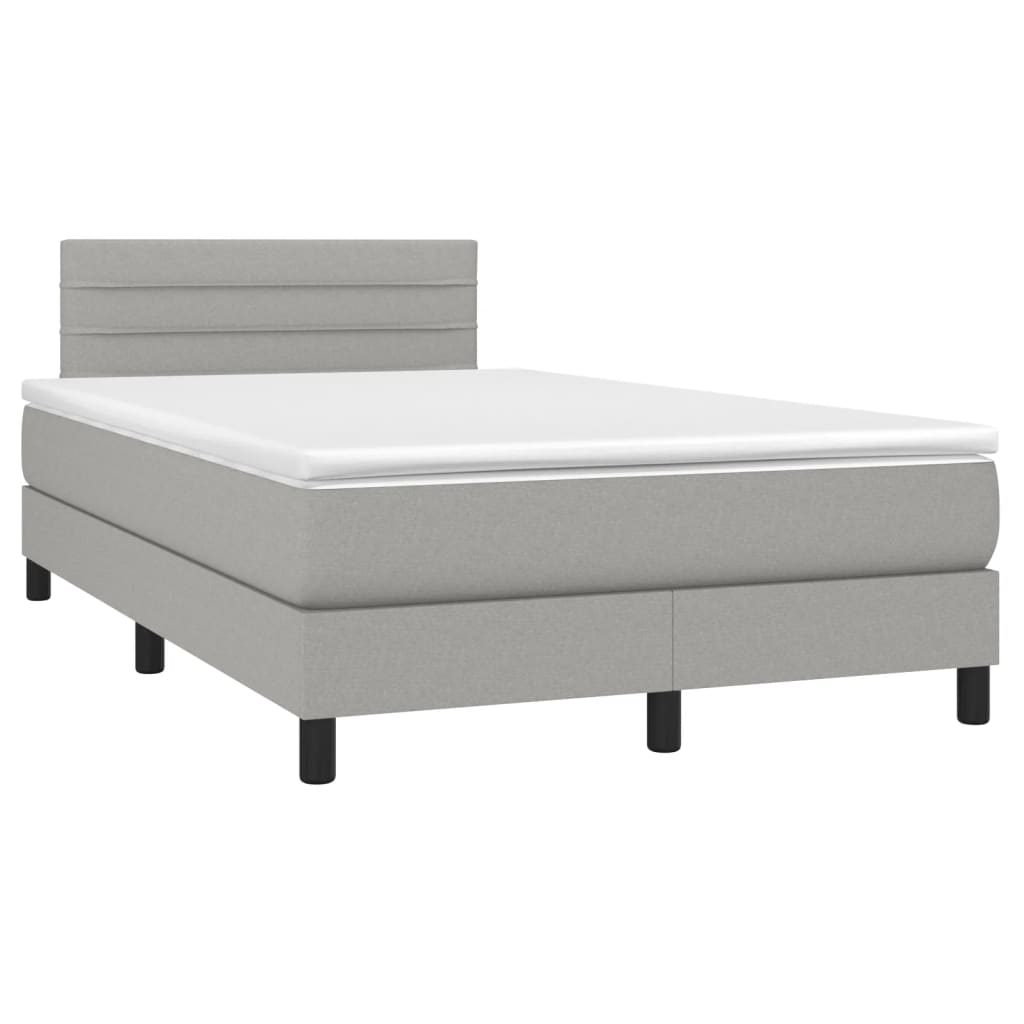 Letto a Molle Materasso e LED Grigio Chiaro 120x200 cm Tessuto 3133221