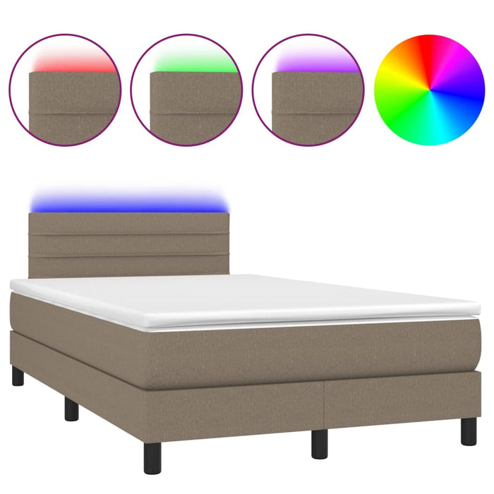 Letto a Molle con Materasso e LED Tortora 120x200cm in Tessuto cod mxl 57716