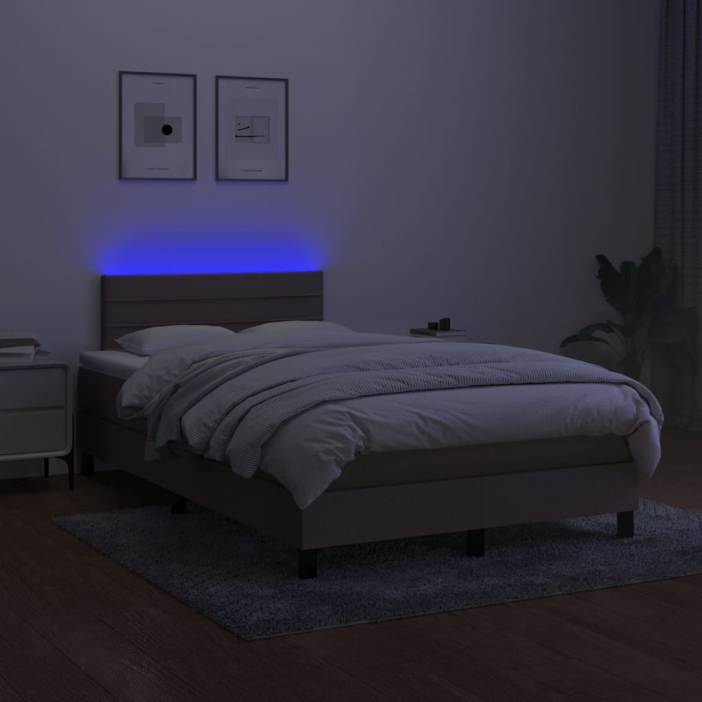 Letto a Molle con Materasso e LED Tortora 120x200cm in Tessuto cod mxl 57716