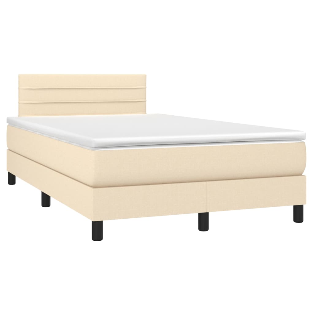 Letto a Molle con Materasso e LED Crema 120x200cm in Tessuto cod mxl 57283