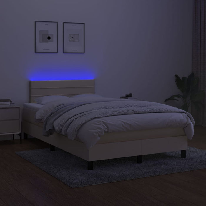 Letto a Molle con Materasso e LED Crema 120x200cm in Tessuto cod mxl 57283