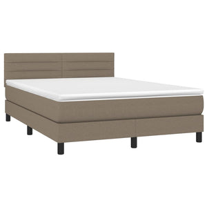 Letto a Molle con Materasso e LED Tortora 140x190 cm in Tessuto 3133233