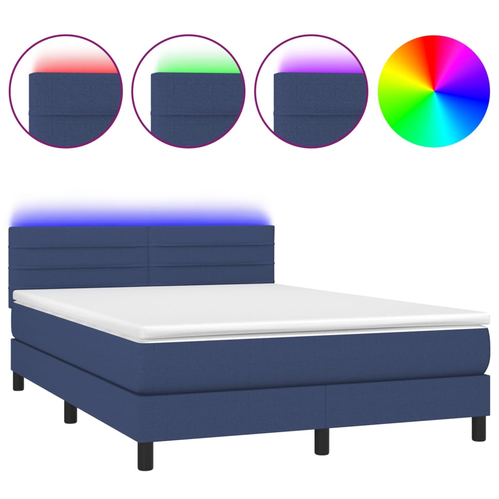 Letto a Molle con Materasso e LED Blu 140x190 cm in Tessutocod mxl 122715