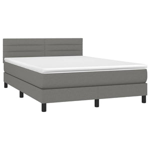 Letto a Molle Materasso e LED Grigio Scuro 140x200cm in Tessuto cod mxl 54157