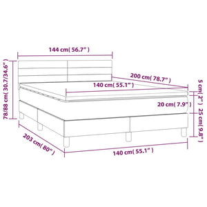 Letto a Molle Materasso e LED Grigio Scuro 140x200cm in Tessuto cod mxl 54157