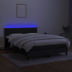 Letto a Molle con Materasso e LED Nero 140x200 cm in Tessuto 3133239