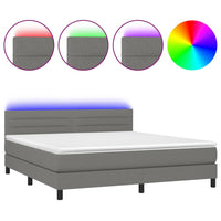 Letto a Molle Materasso e LED Grigio Scuro 160x200cm in Tessuto 3133246