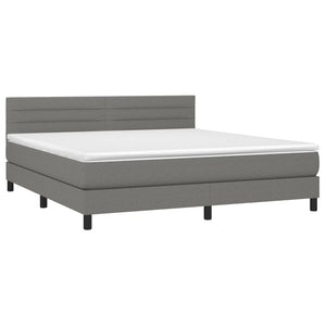 Letto a Molle Materasso e LED Grigio Scuro 160x200cm in Tessuto 3133246