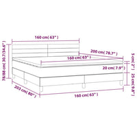 Letto a Molle Materasso e LED Grigio Scuro 160x200cm in Tessuto 3133246