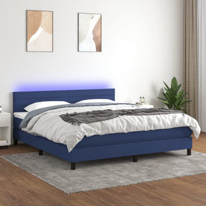 Letto a Molle con Materasso e LED Blu 160x200 cm in Tessuto 3133251