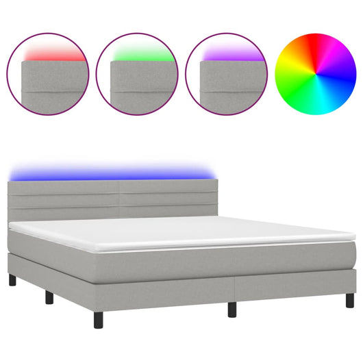 Letto a Molle Materasso e LED Grigio Chiaro 180x200 cm Tessuto cod mxl 64454