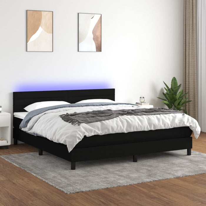 Letto a Molle con Materasso e LED Nero 180x200cm in Tessuto 3133255